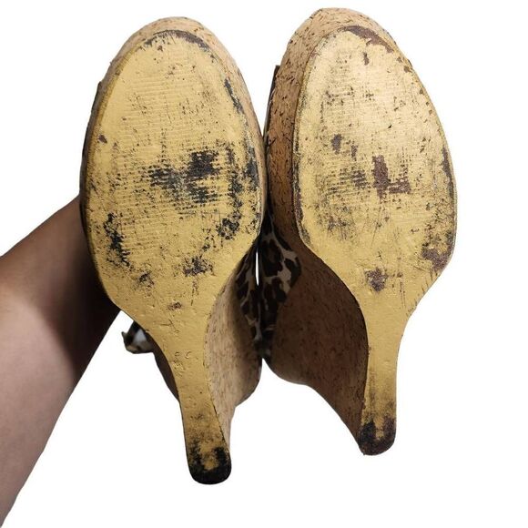 Colin Stuart Women's Multicolor Animal Print Peep Toe Wedge Heel Sandal Size 10B - Picture 2 of 13